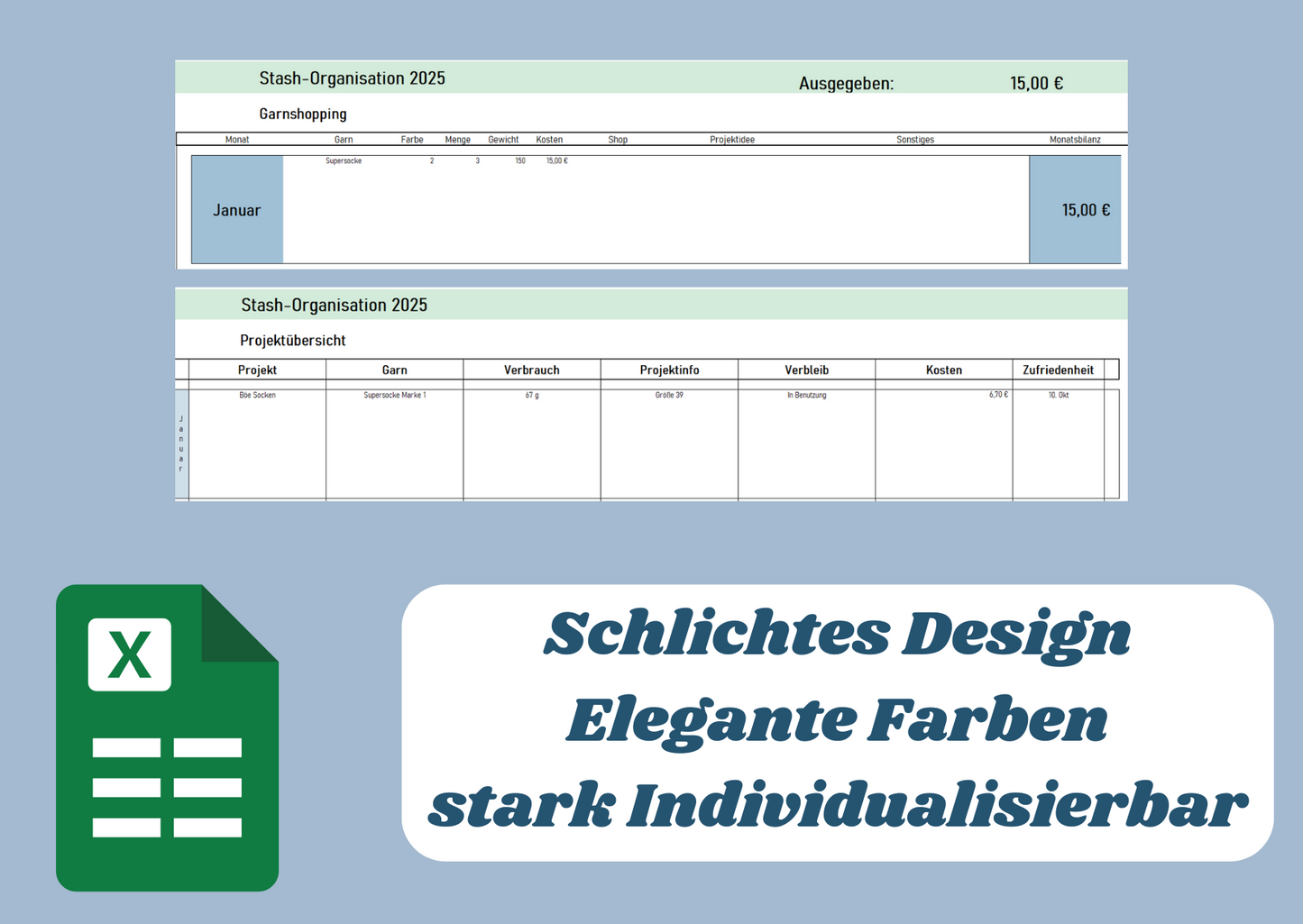 Stash-Organisation 2025 - Excel-Vorlage