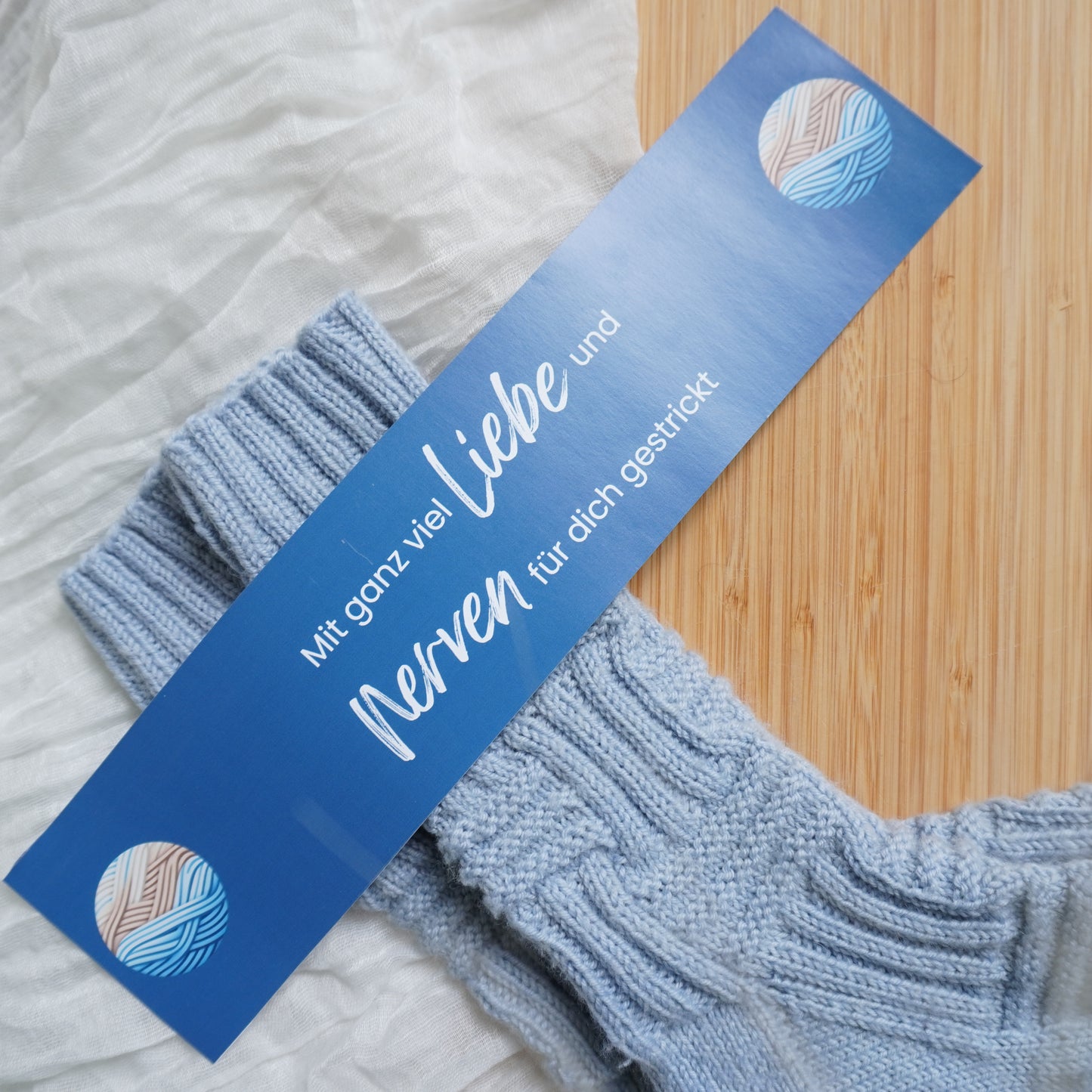Sockenbanderolen Strandstrick / Gedruckte Geschenkverpackung für Handgestricktes