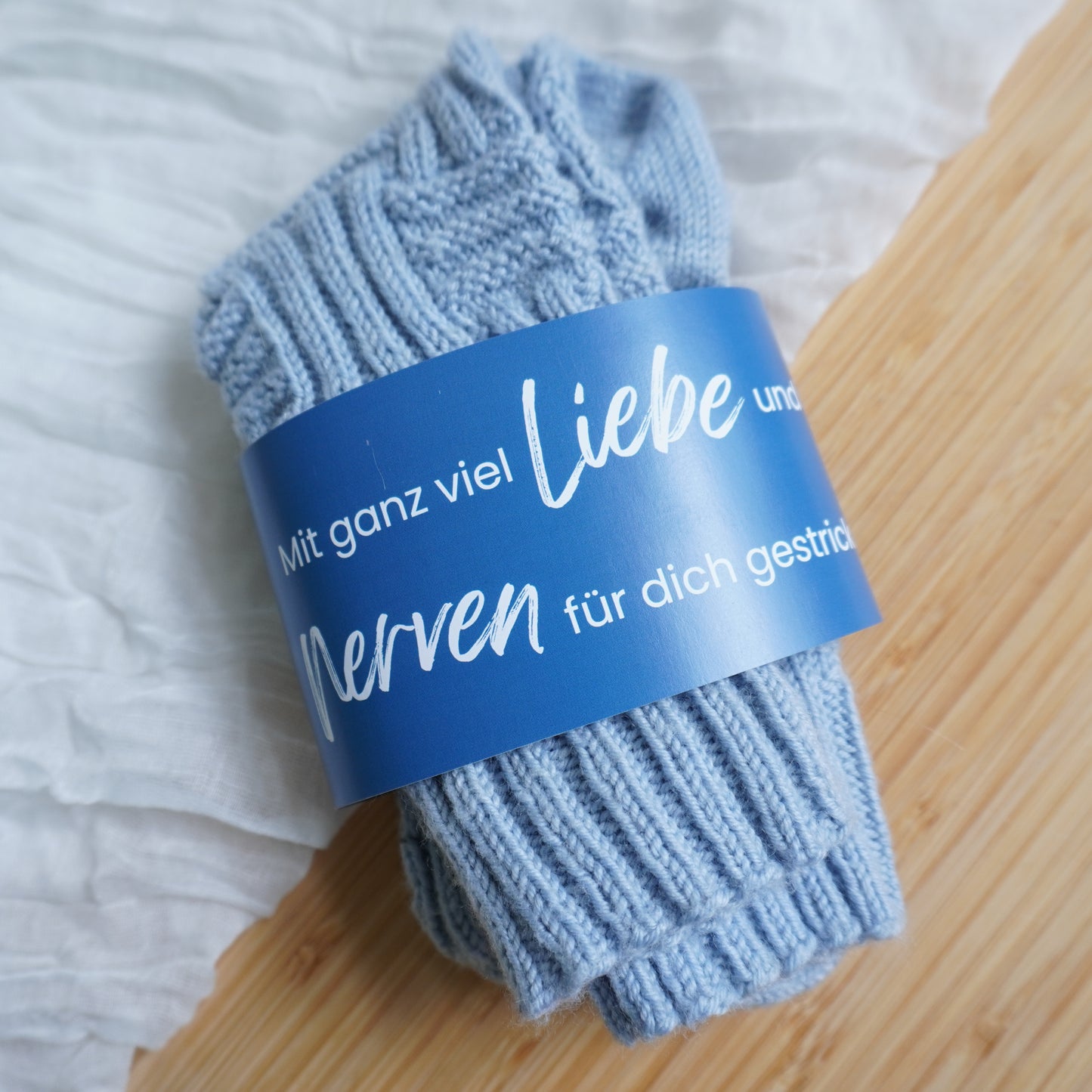 Sockenbanderolen Strandstrick / Gedruckte Geschenkverpackung für Handgestricktes