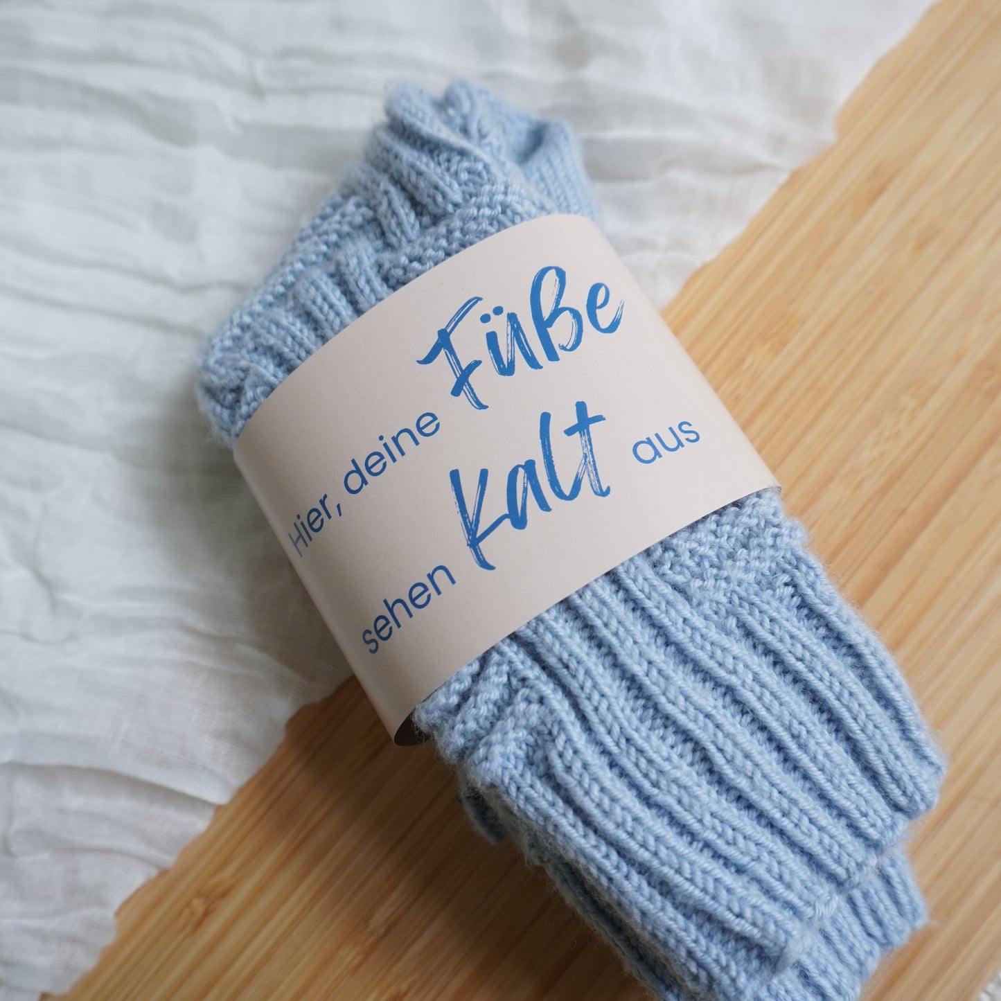 Sockenbanderolen Strandstrick / Gedruckte Geschenkverpackung für Handgestricktes