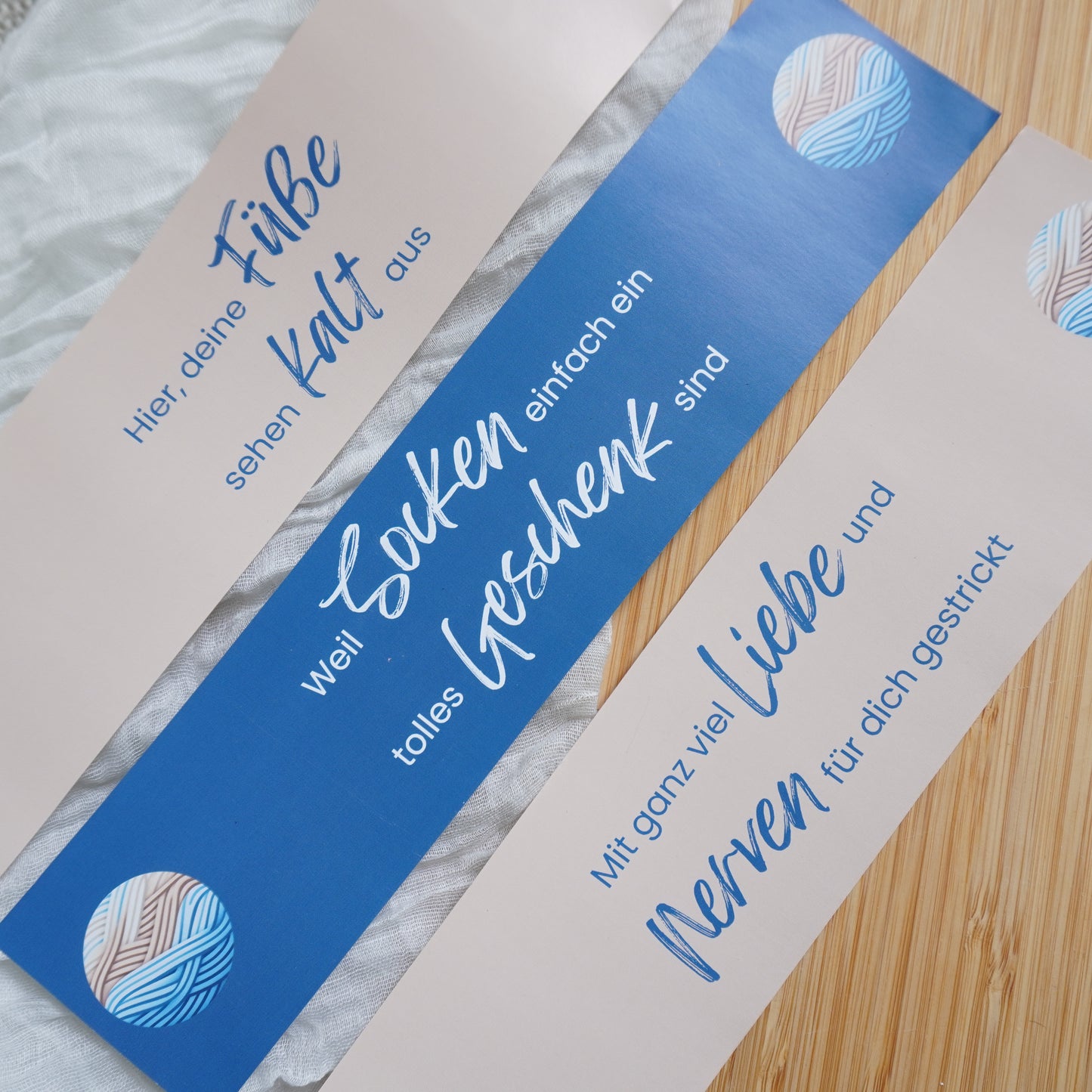 Sockenbanderolen Strandstrick / Gedruckte Geschenkverpackung für Handgestricktes