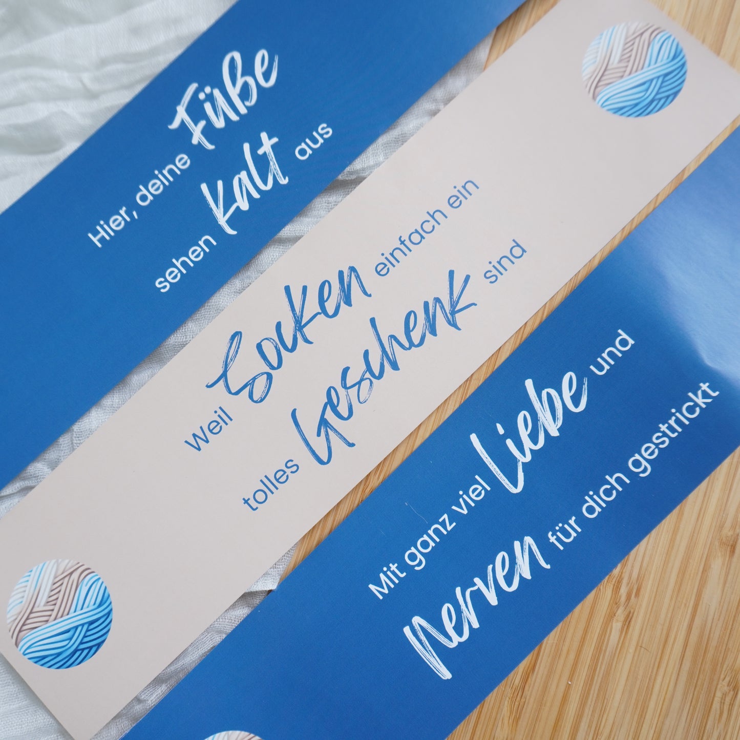 Sockenbanderolen Strandstrick / Gedruckte Geschenkverpackung für Handgestricktes