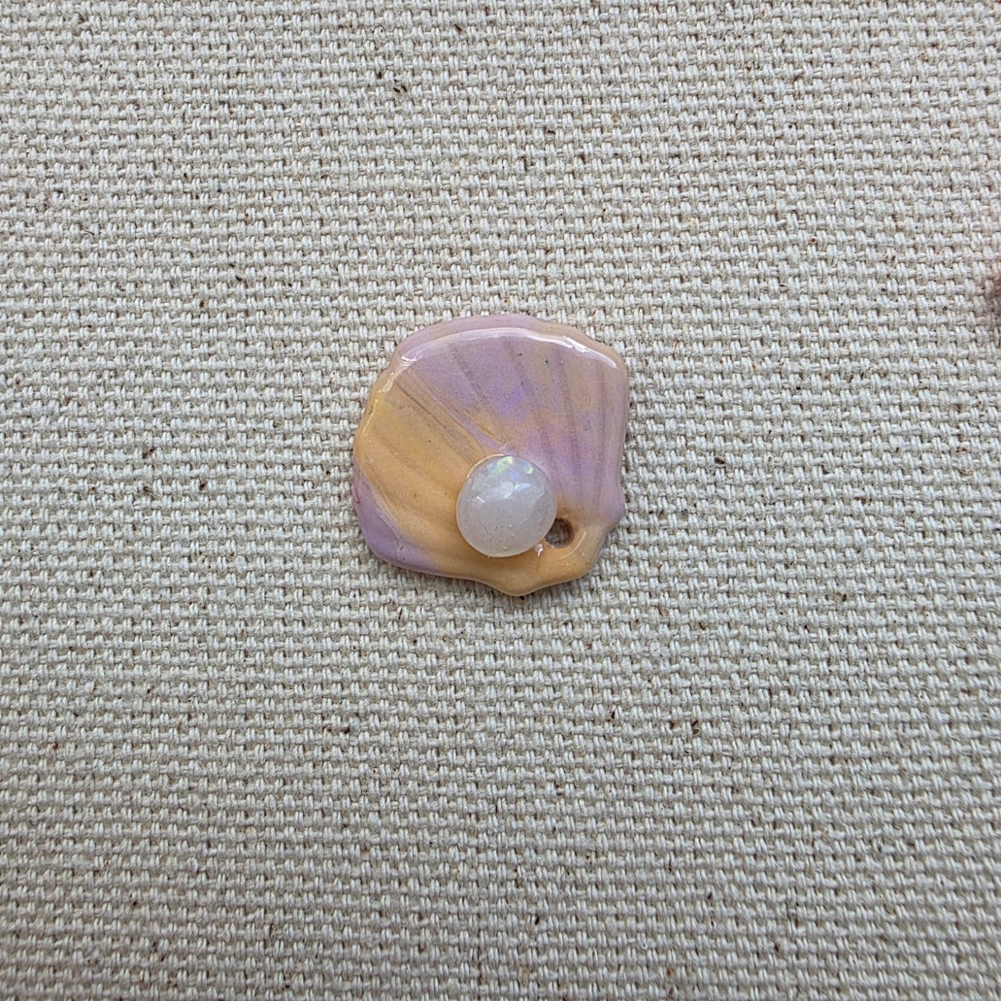 Muschel mit Perle / Handgemachter Maschenmarkierer