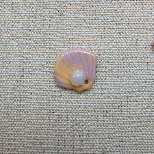 Muschel mit Perle / Handgemachter Maschenmarkierer
